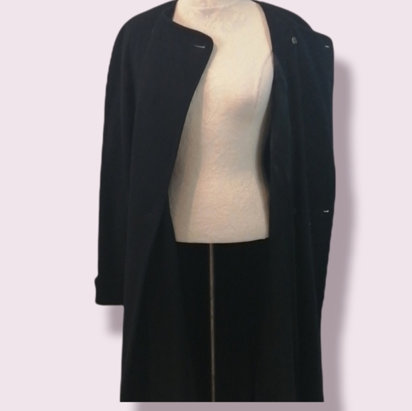 Louis Feraud Wool Angora Long Black Winter Coat Size 12 - Picture 5 of 15